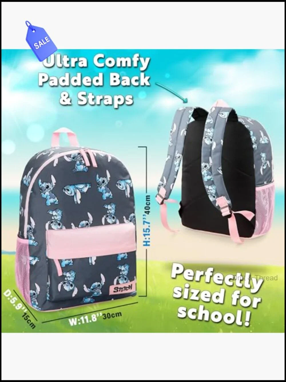 Stitch Backpack for Girls School Bag Kids Bookbag with Padded Straps
